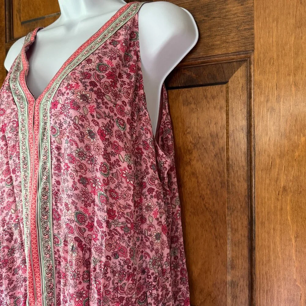 NWT J. Jill Pink w/Scattered Multicolor Flowers Sleeveless V-Neck Maxi Dress XL - Picture 5 of 12